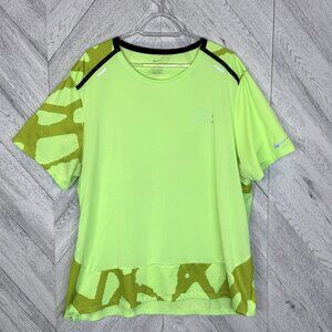 Nike Running Dri-Fit Short Sleeve Tee Top Shirt Neon Yellow Mens Size XXL 2XL